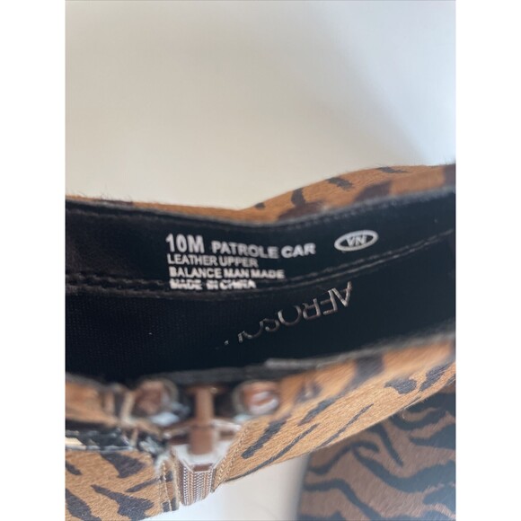 Aerosoles Leather Booties 10M Brown Black Cow Hair Ankle Boots Zip Round Toe - Picture 4 of 7